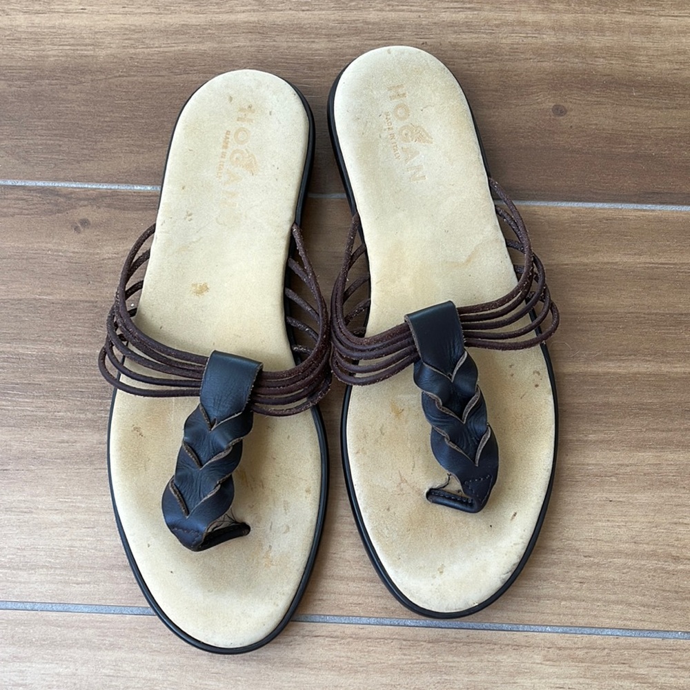 Hogan Leather Brown Sandals Size 9.5